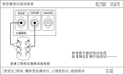 三相變壓比測(cè)試接線(xiàn)提示屏
